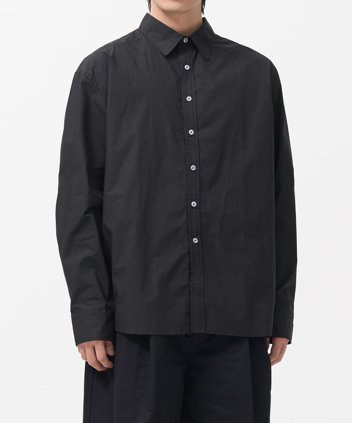 엑스컨테이너(EXCONTAINER) 오버핏 페이퍼 셔츠 (BLACK)