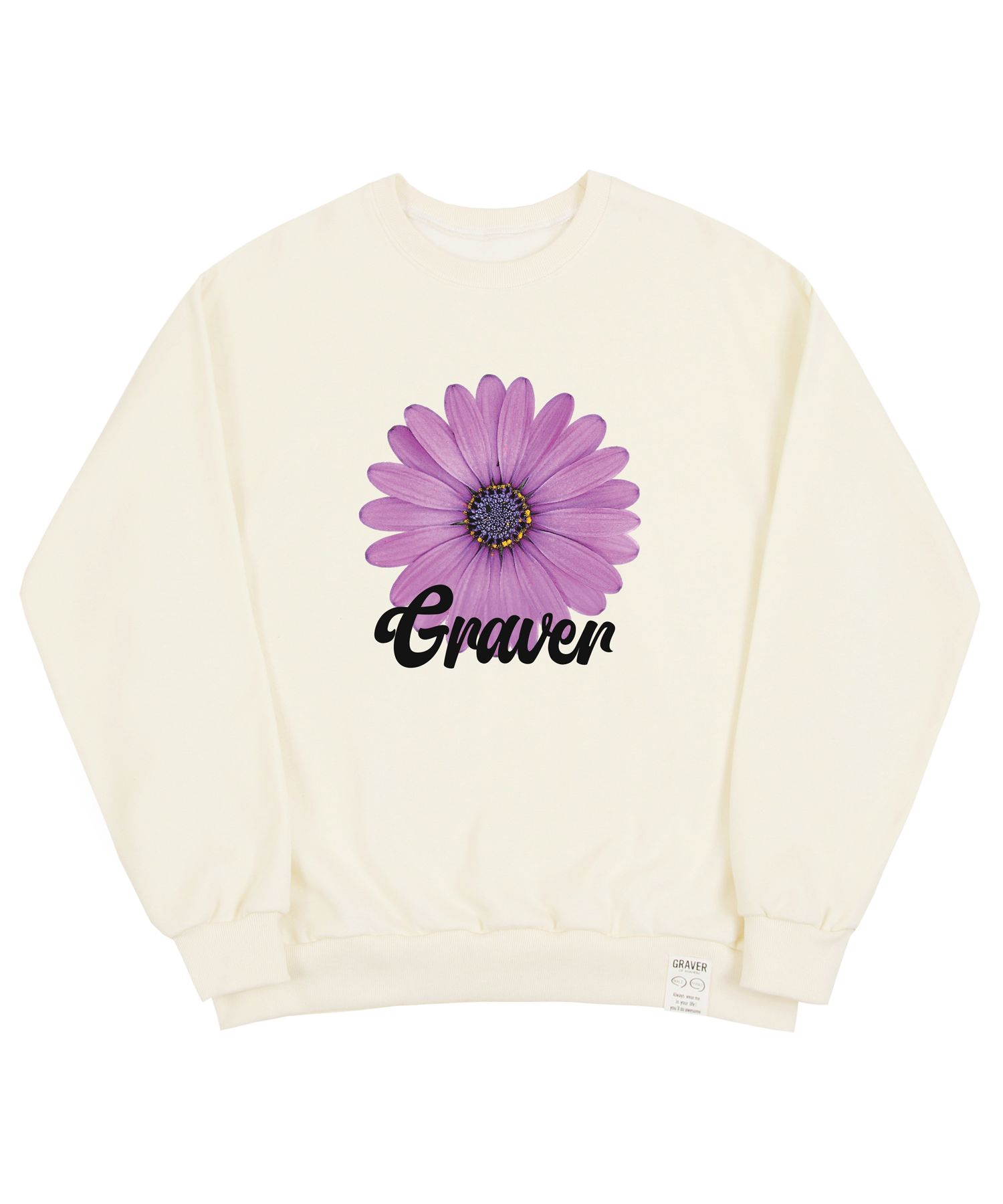 [GRAVER]★PURPLE DAISY FLOWER SMILE SWEATSHIRT MUSINSA | GRAVER [UNISEX] Purple Daisy Flower Smile