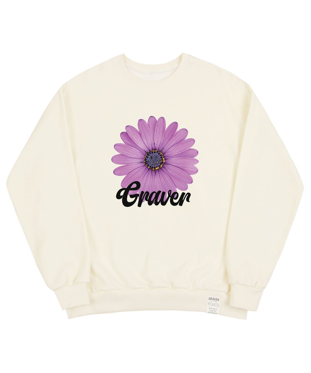 그레이버(GRAVER) [UNISEX]퍼플 데이지플라워 스마일 맨투맨_크림