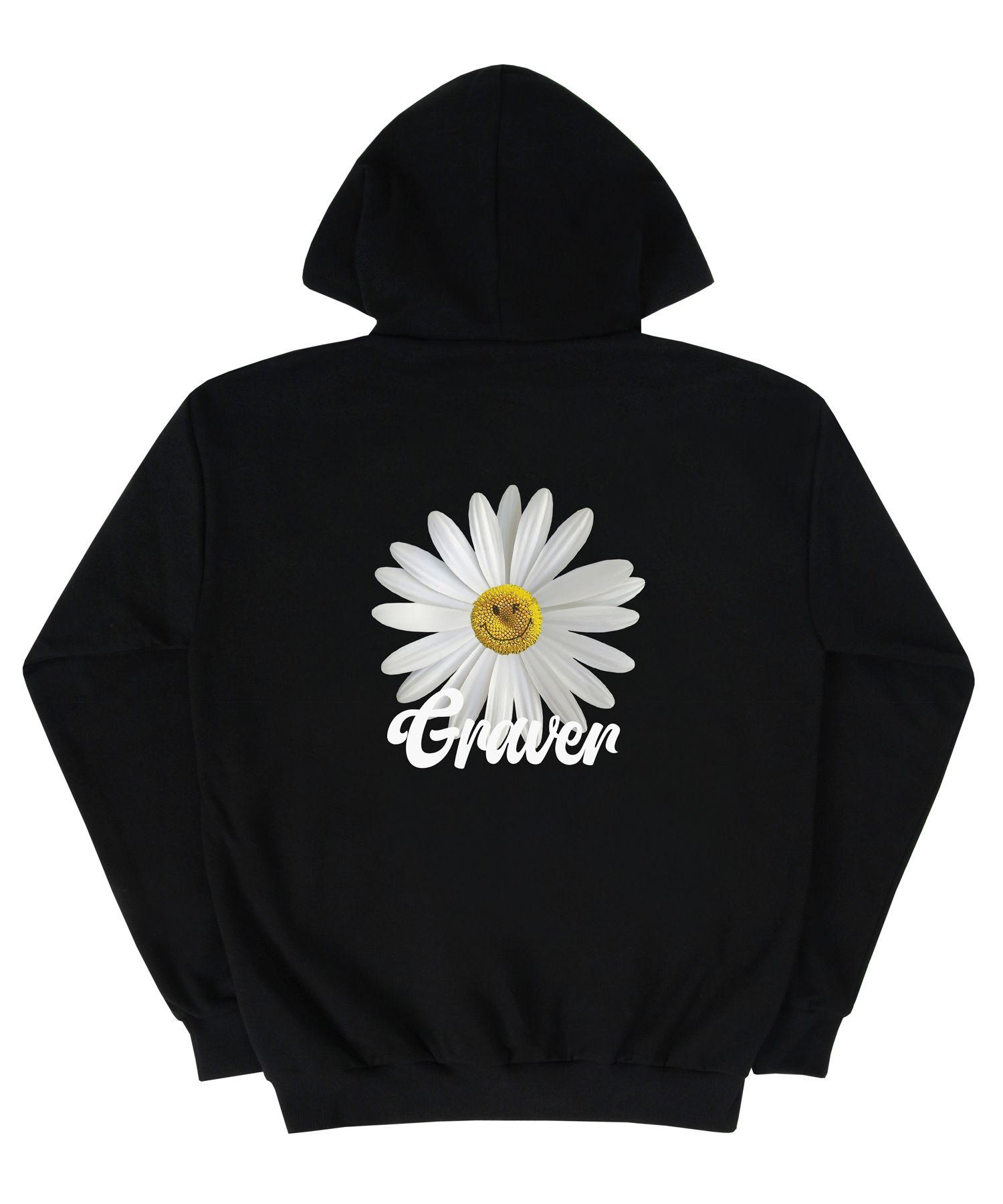 [GRAVER]★BACK DAISY FLOWER SMILE SWEATSHIRT MUSINSA | GRAVER [UNISEX] Back Daisy Flower Smile Hoodie_Black