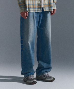 Burn Bleached Denim Pants Blue