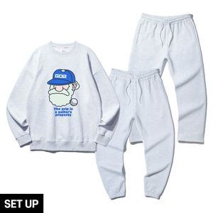 [SET] 마틴 골프 그립 오버핏 맨투맨 조거/세미와이드 팬츠 셋업