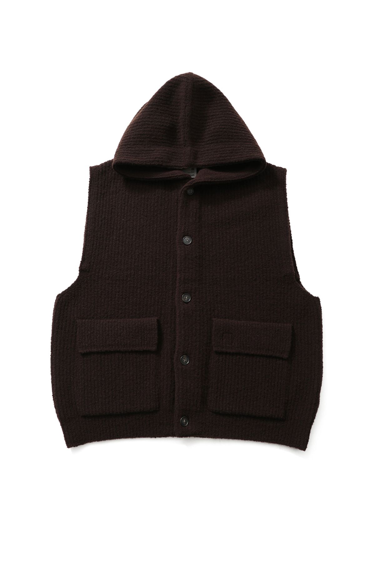 홀리선(HORLISUN) Acorn Boucle Hoodie Knit Cardigan Vest Brown