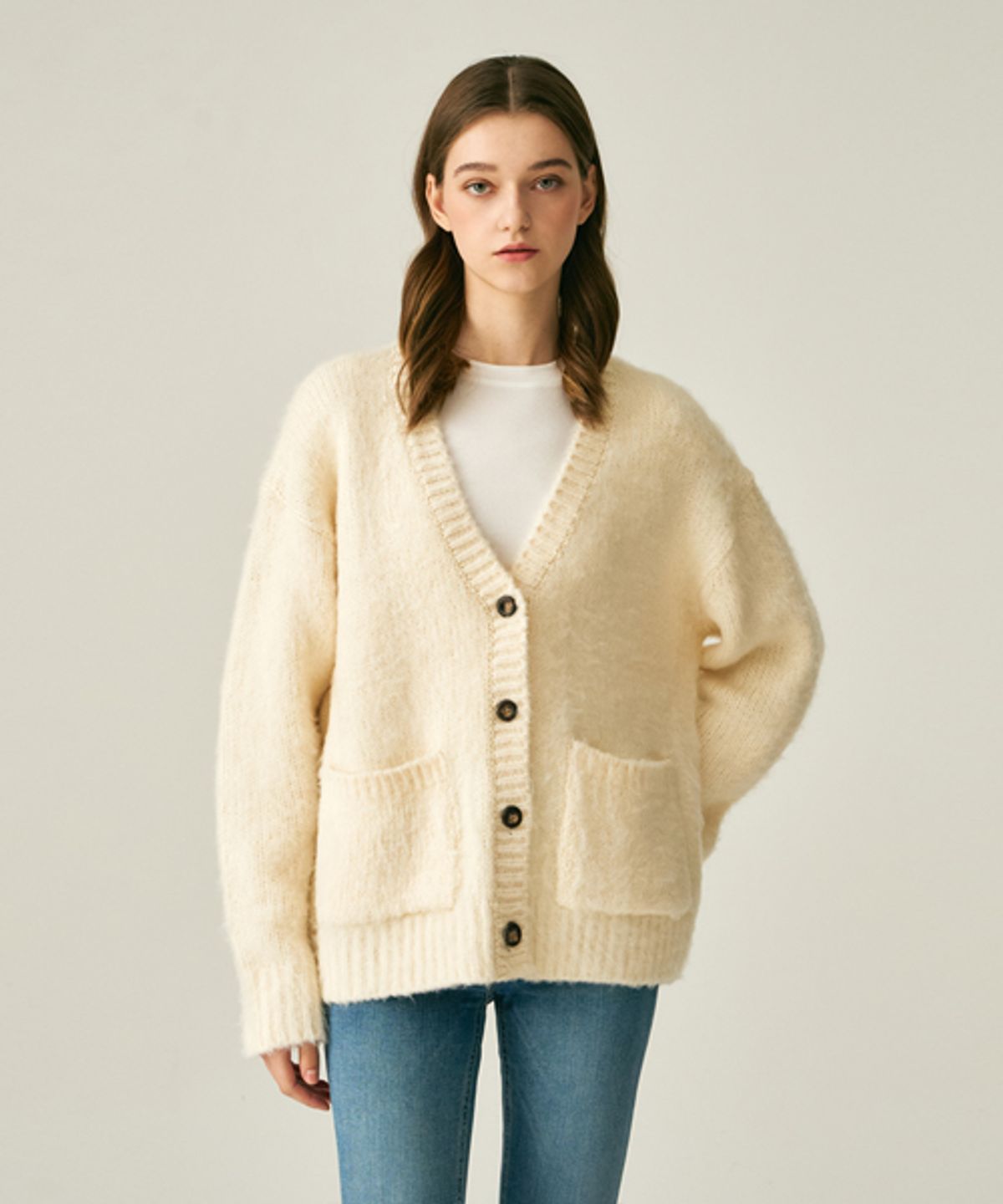 레이디 볼륨(LADY VOLUME) SOFT BRUSH WOOL CARDIGAN_CREAM
