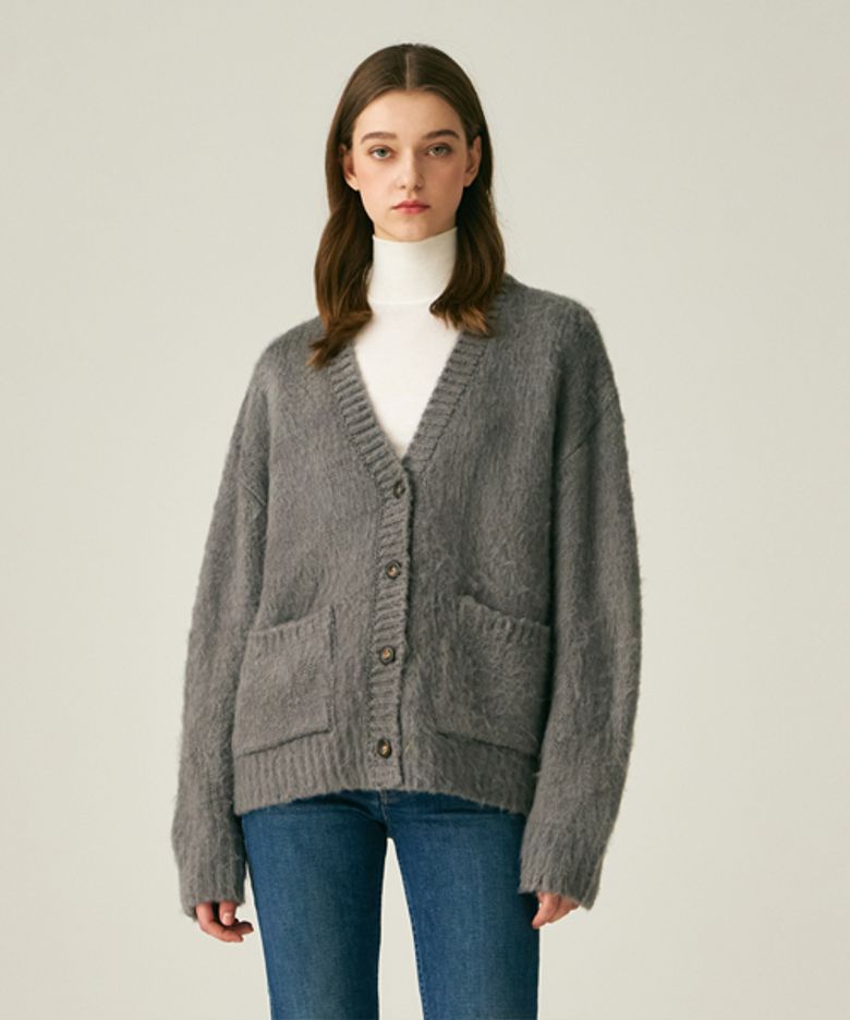 SOFT BRUSH WOOL CARDIGAN_GREY