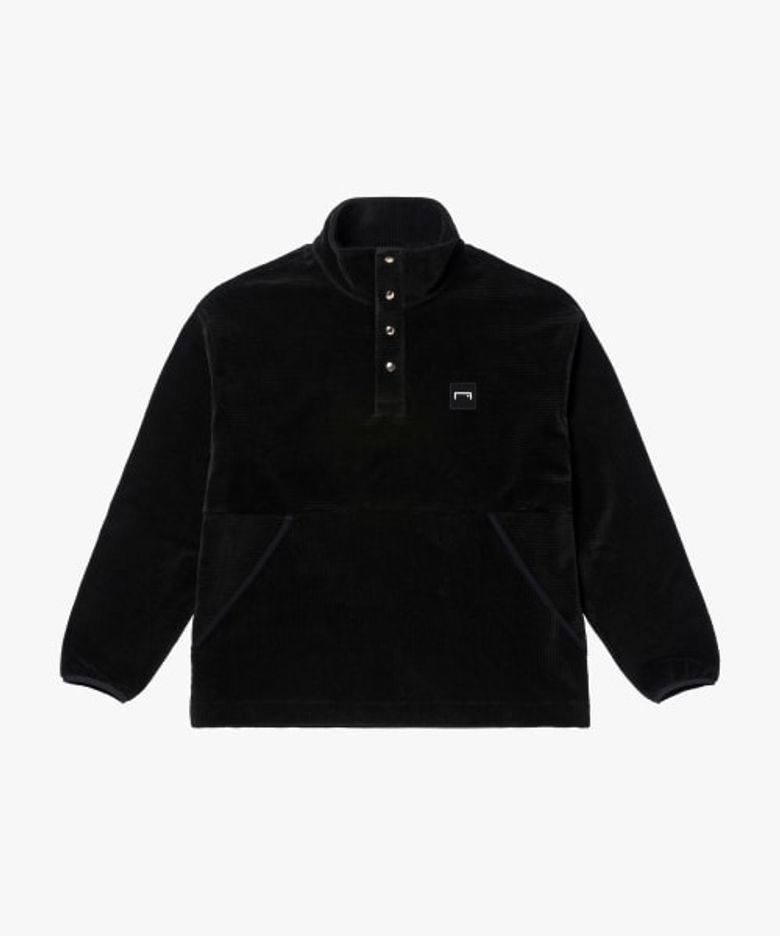 CORDUROY VELOUR BUTTON-UP SHIRT-BLACK