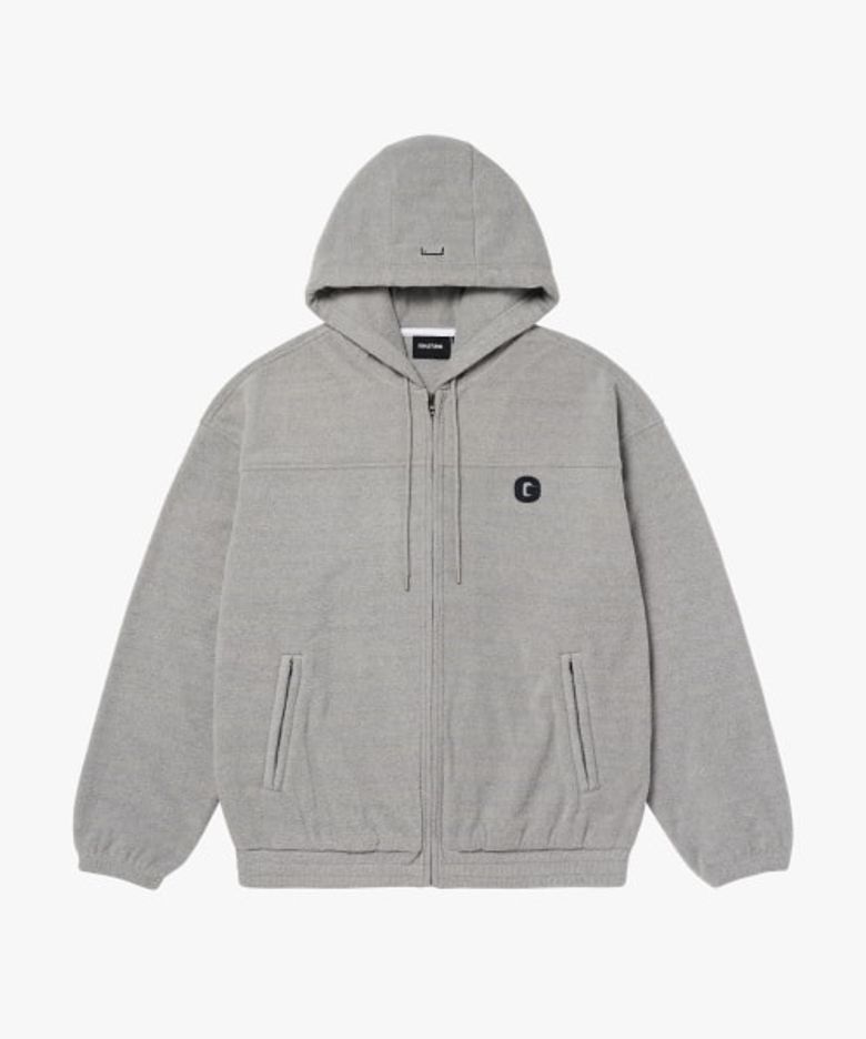 G LOGO MICRO FLEECE FULL ZIP-UP JACKET-MELANGE GREY