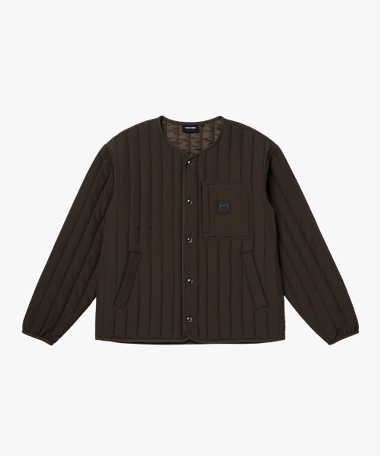 VERTICAL QUILTED CARDIGAN-BROWN