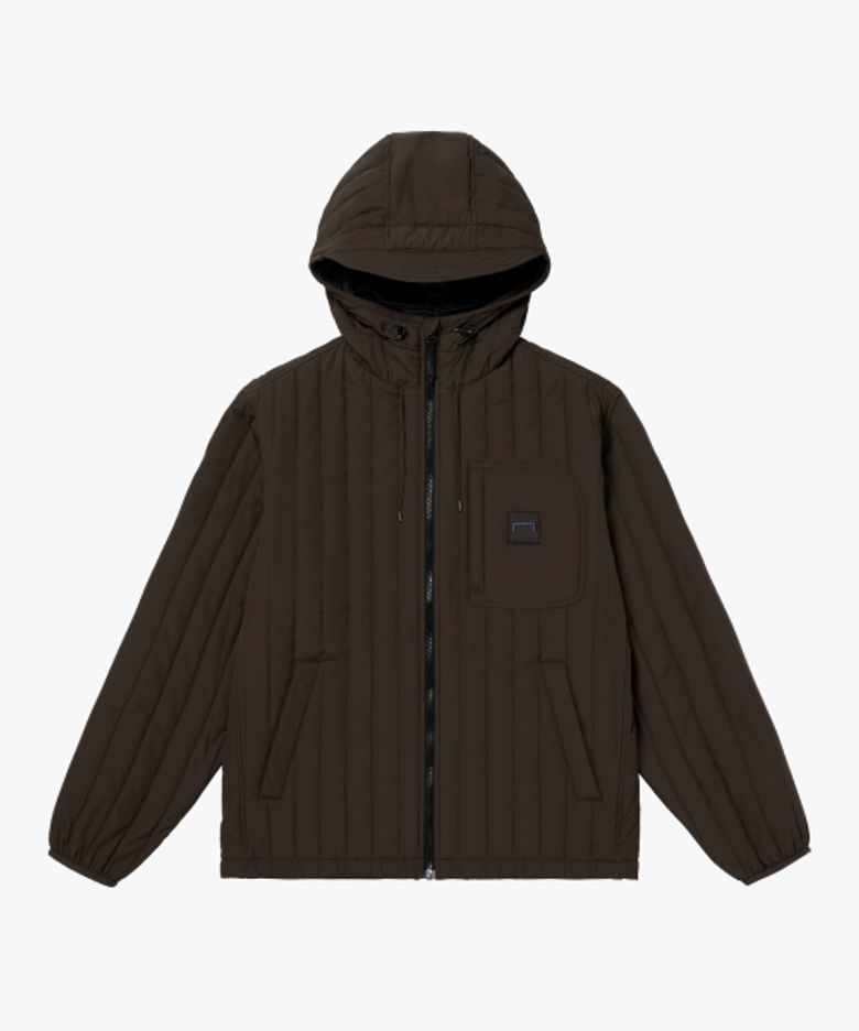 VERTICAL QUILTED JACKET-BROWN