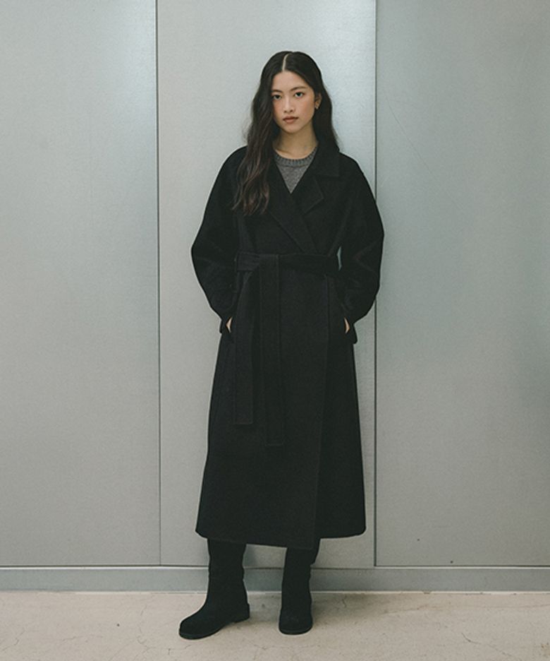 handmade cashmere coat-black