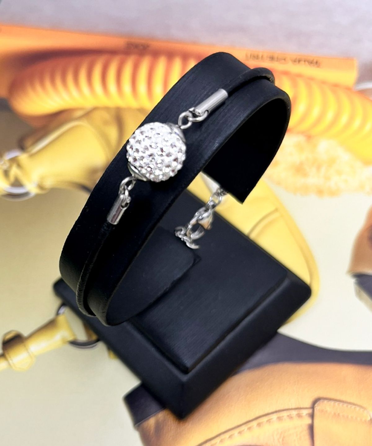글로리아덴(GLORY_ARDEN) [남여공용] 써지컬스틸 & leather & pave crystal 팔찌 / GHMB-276