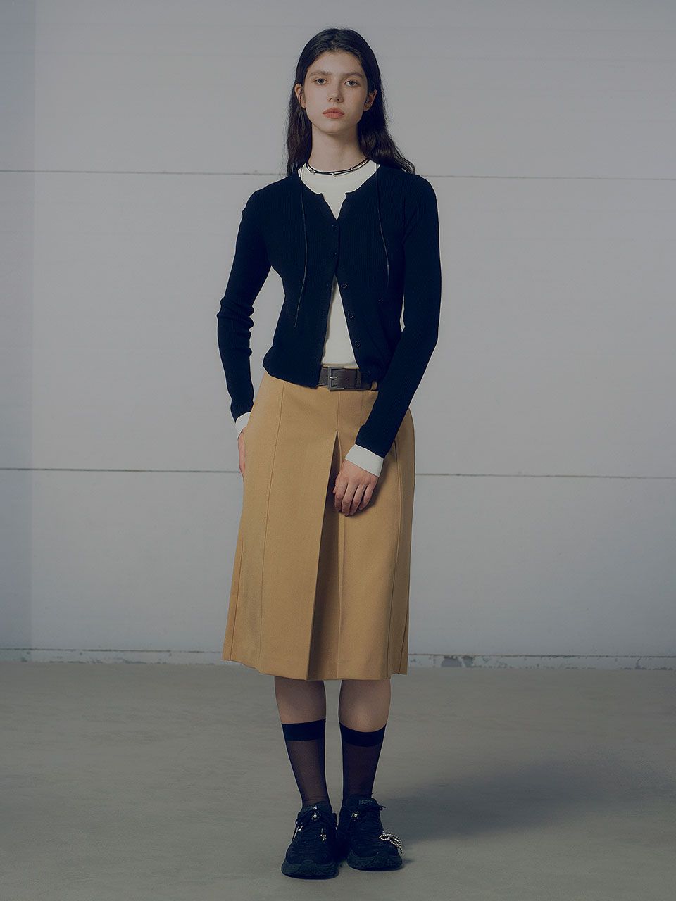 ★RAIVE★ Belt Pleats Skirt in Beige VW3SS10091 MUSINSA | RAIVE Belt Pleats Skirt in Beige VW3SS100-91