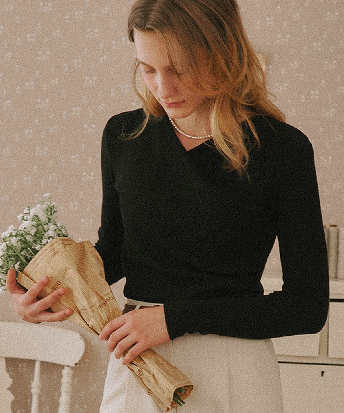 론론(RONRON) WRAP LONG SLEEVE BLACK