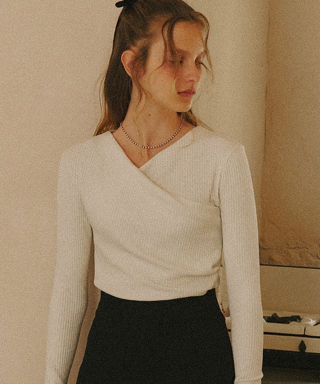Tシャツ・カットソー RONRON WRAP LONG SLEEVE IVORY MUSINSA | RONRON WRAP LONG SLEEVE IVORY