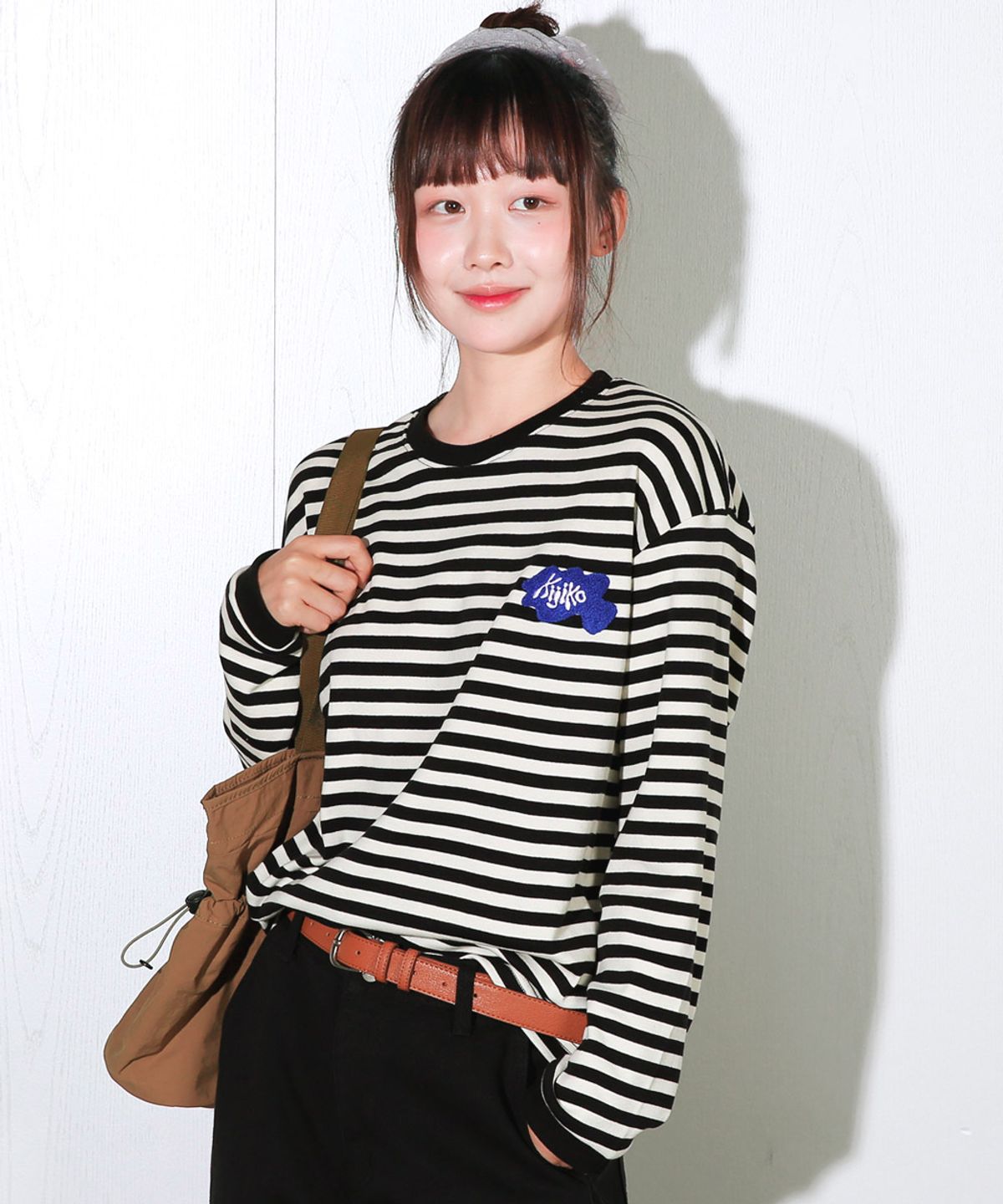 키지코(KIJIKO) Boucle Patch Logo Long Sleeve- Stripe - 사이즈 & 후기 | 무신사