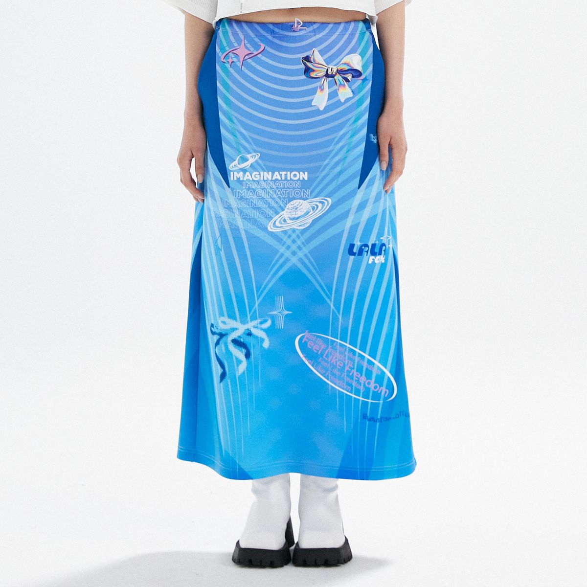라라폭스(LALAFOX) SPORTY JERSEY DTP LONG SKIRT BLUE BP3WS001