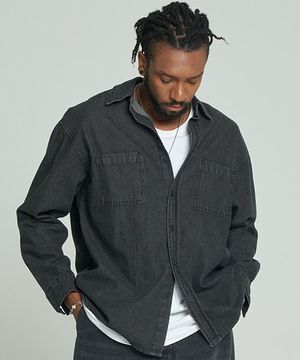 미니멀 레트로 청남방 흑청