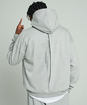 합포 뒤트임 자수 후드티 그레이