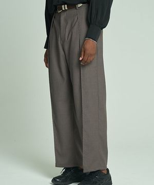 호시 와이드 반밴딩 팬츠 브라운