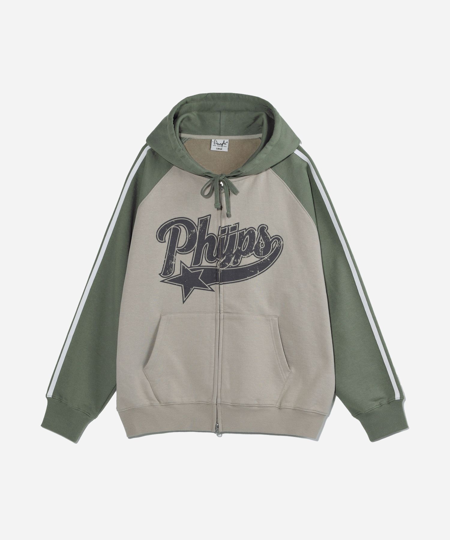 日本全国送料無料商品 | 特集 | | MUSINSA PHYPS BEIGE UP_GREEN ZIP HOODIE BLOCK COLOR TAIL STAR トップス