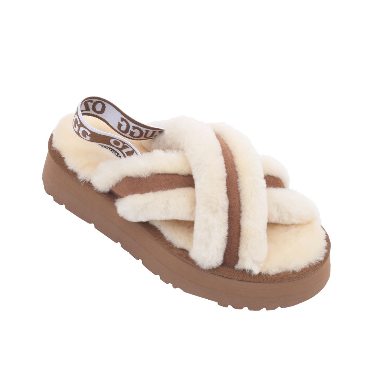 오즈어그웨어(OZ UGG WEAR) 어덜트 아델 플랫폼 슬리퍼 브라운