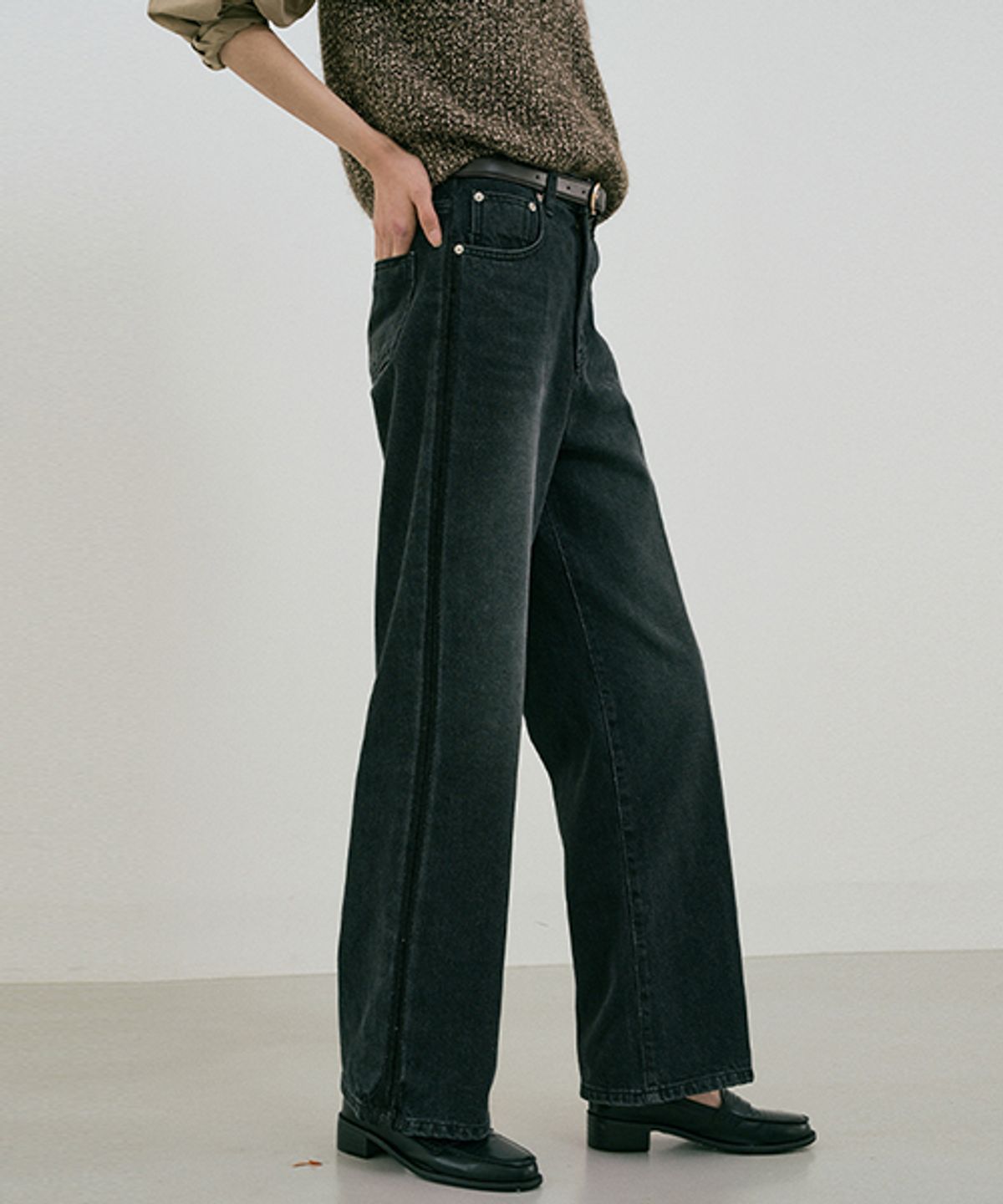 링서울(LINGSEOUL) black wide denim pants