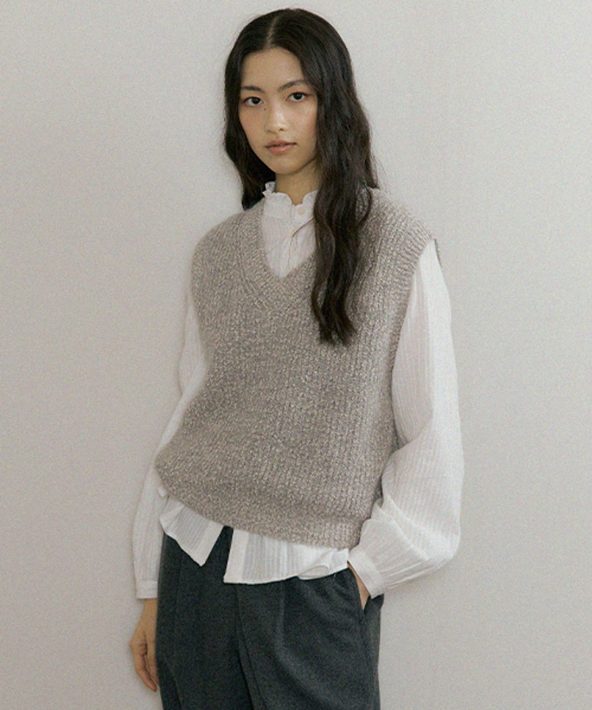 링서울(LINGSEOUL) mix knit vest-gray