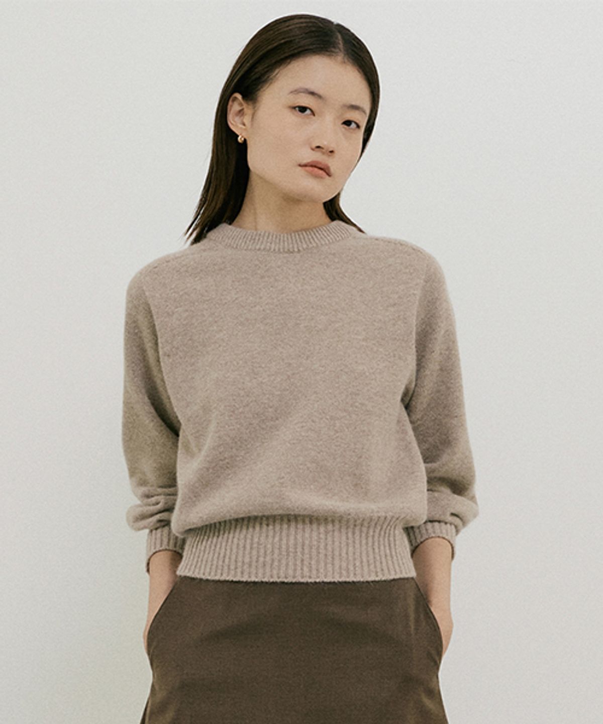 링서울(LINGSEOUL) whole garment volume knit-melangebeige