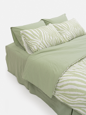 지브라 60수 고밀도 순면 이불커버 - 그린