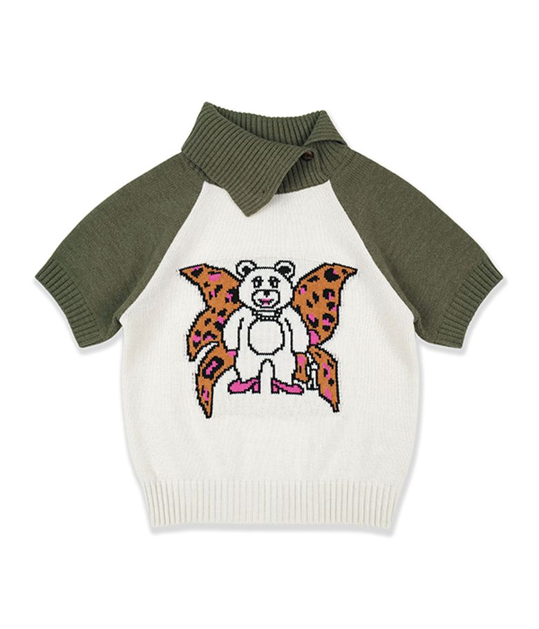 WING BEAR KNIT WARMER SET_CREAM