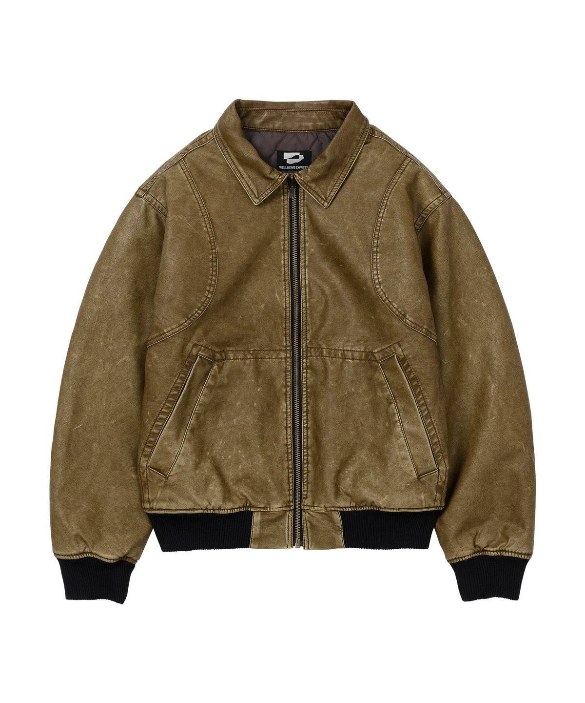 웰빙익스프레스(WELLBEING EXPRESS) Faded Vegan Leather Jumper Brown
