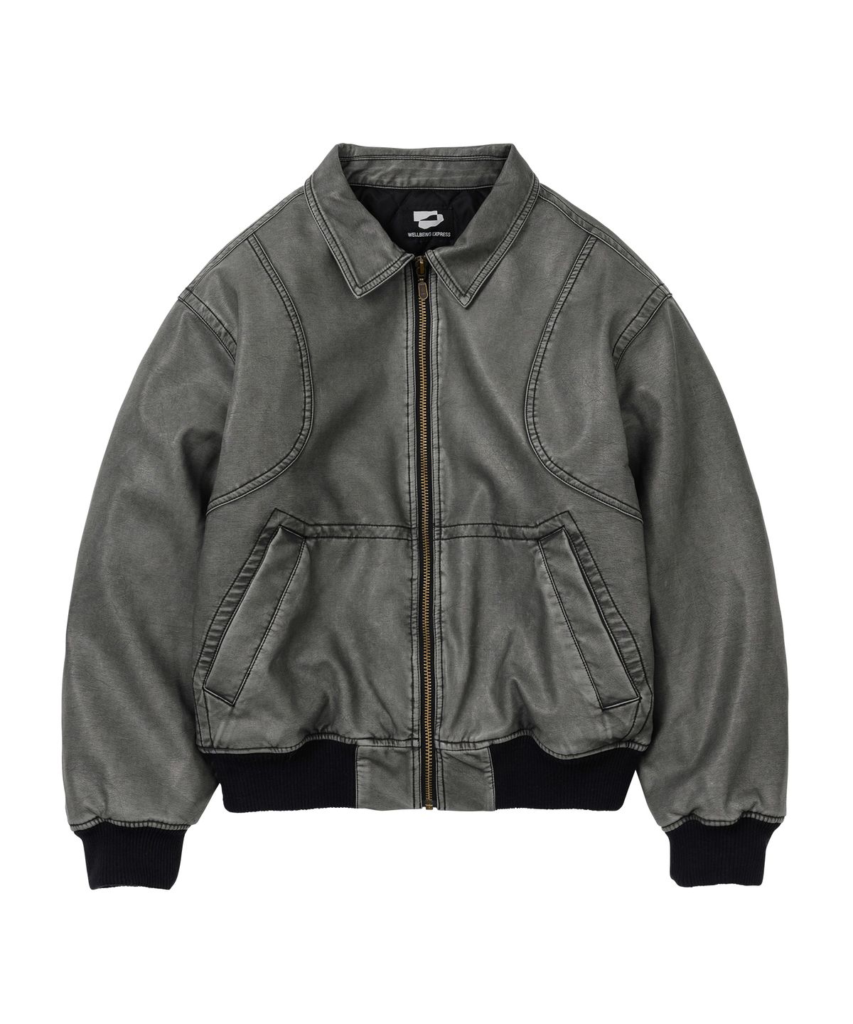 웰빙익스프레스(WELLBEING EXPRESS) Faded Vegan Leather Jumper Grey