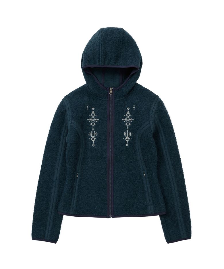 Embroidered Wool Jacket Blue Navy