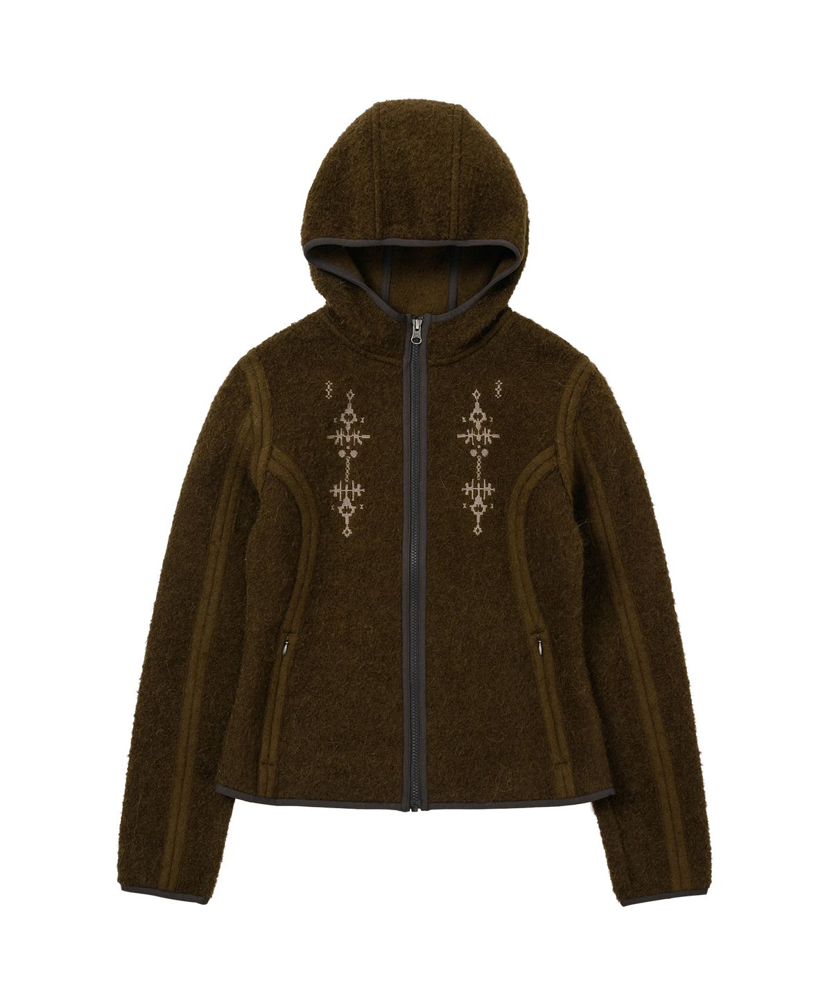 웰빙익스프레스(WELLBEING EXPRESS) Embroidered Wool Jacket Brown