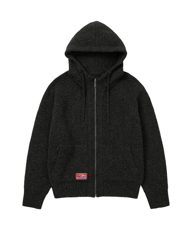 Waffle Knit Zip Up Khaki