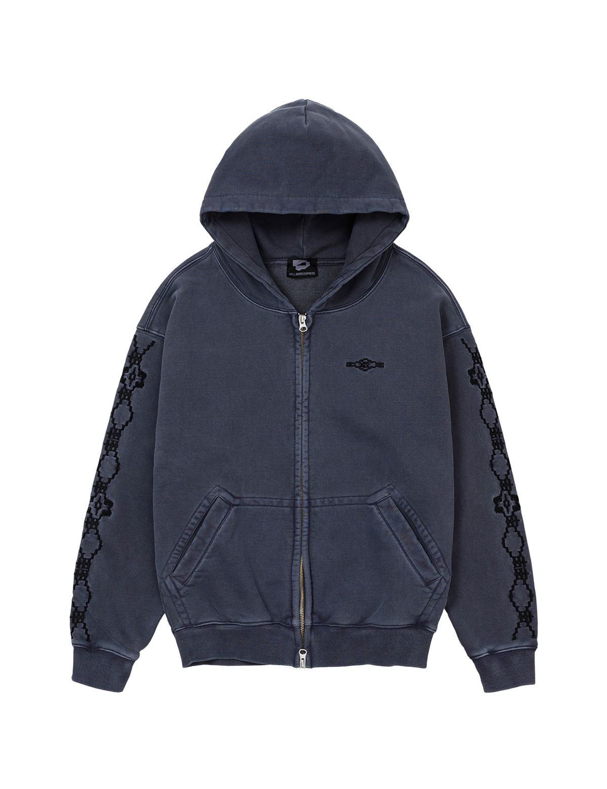 웰빙익스프레스(WELLBEING EXPRESS) Sleeve Embroidered Zip Up Charcoal