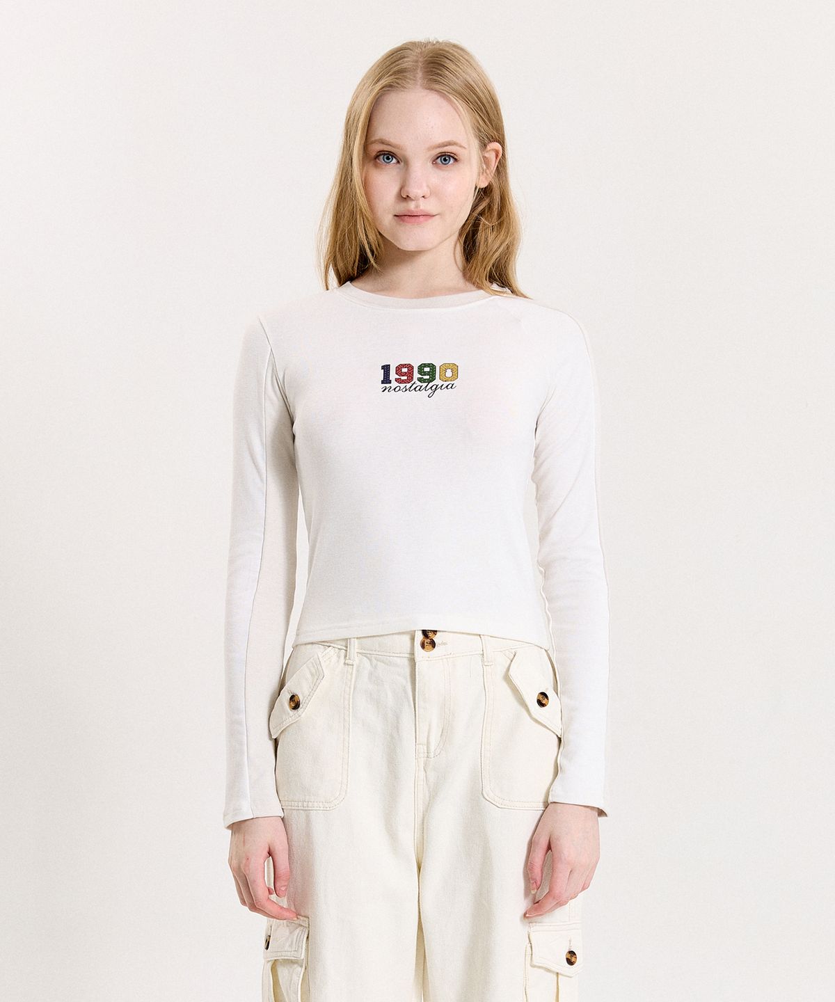 핑크파인애플(PINK PINEAPPLE) 90S SPORTY TS_IVORY