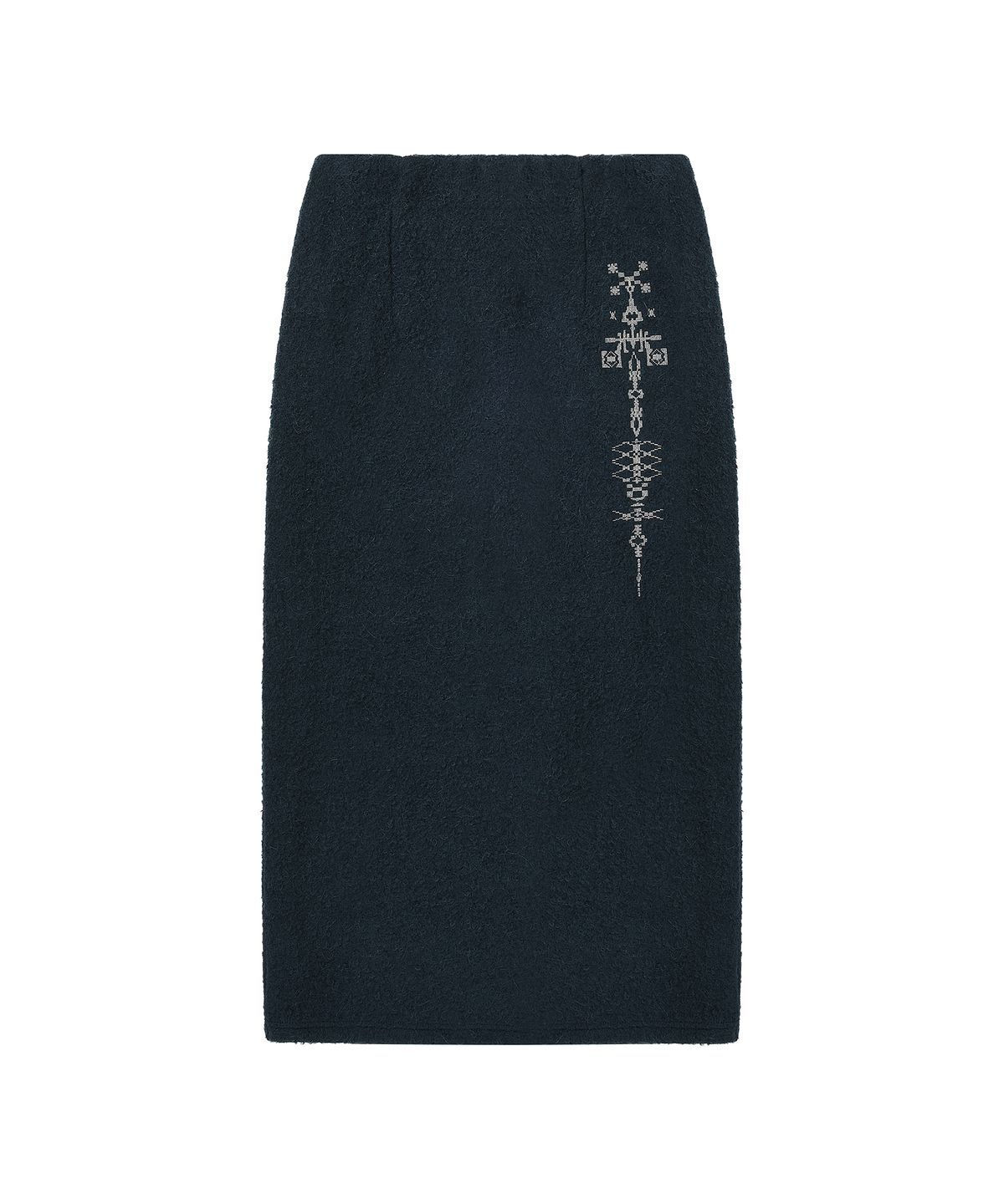 웰빙익스프레스(WELLBEING EXPRESS) Embroidered Wool Skirt Blue Navy