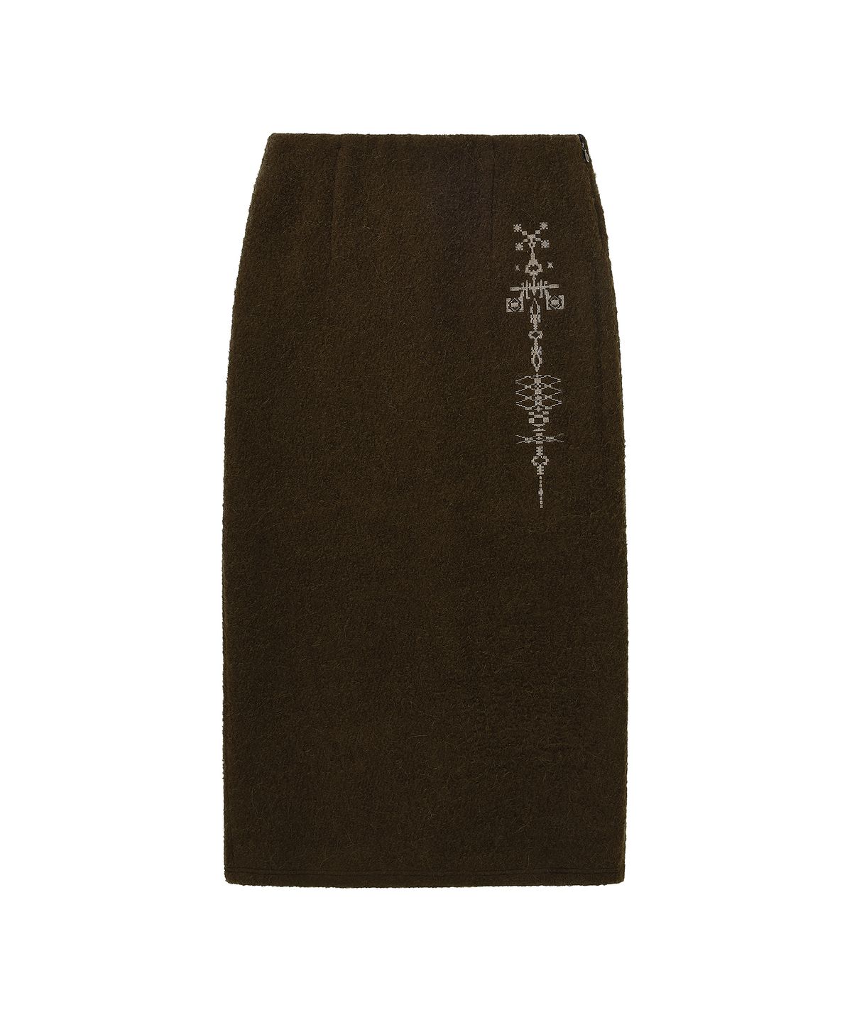 웰빙익스프레스(WELLBEING EXPRESS) Embroidered Wool Skirt Brown