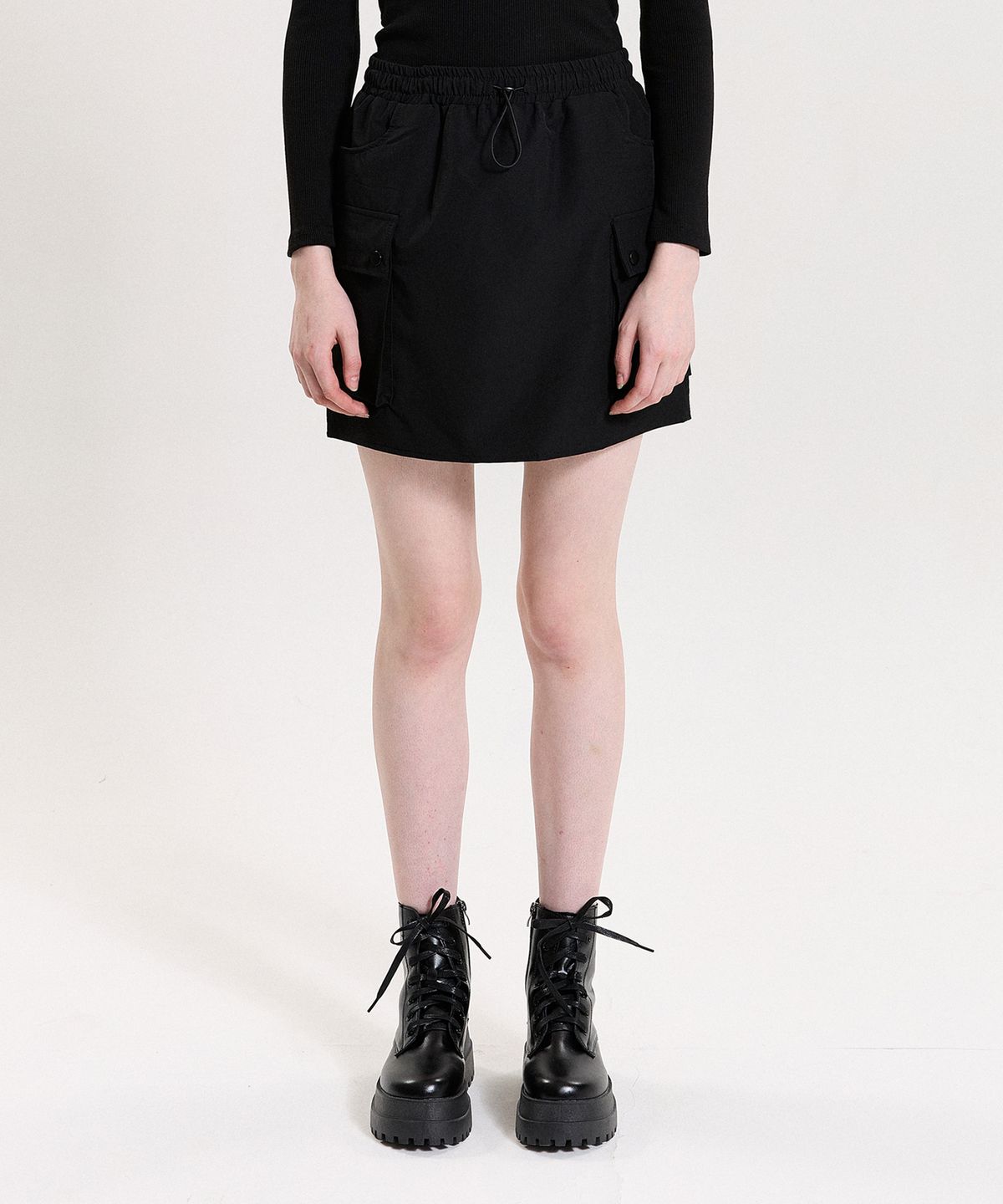핑크파인애플(PINK PINEAPPLE) POCKET STRING SKIRT_BLACK