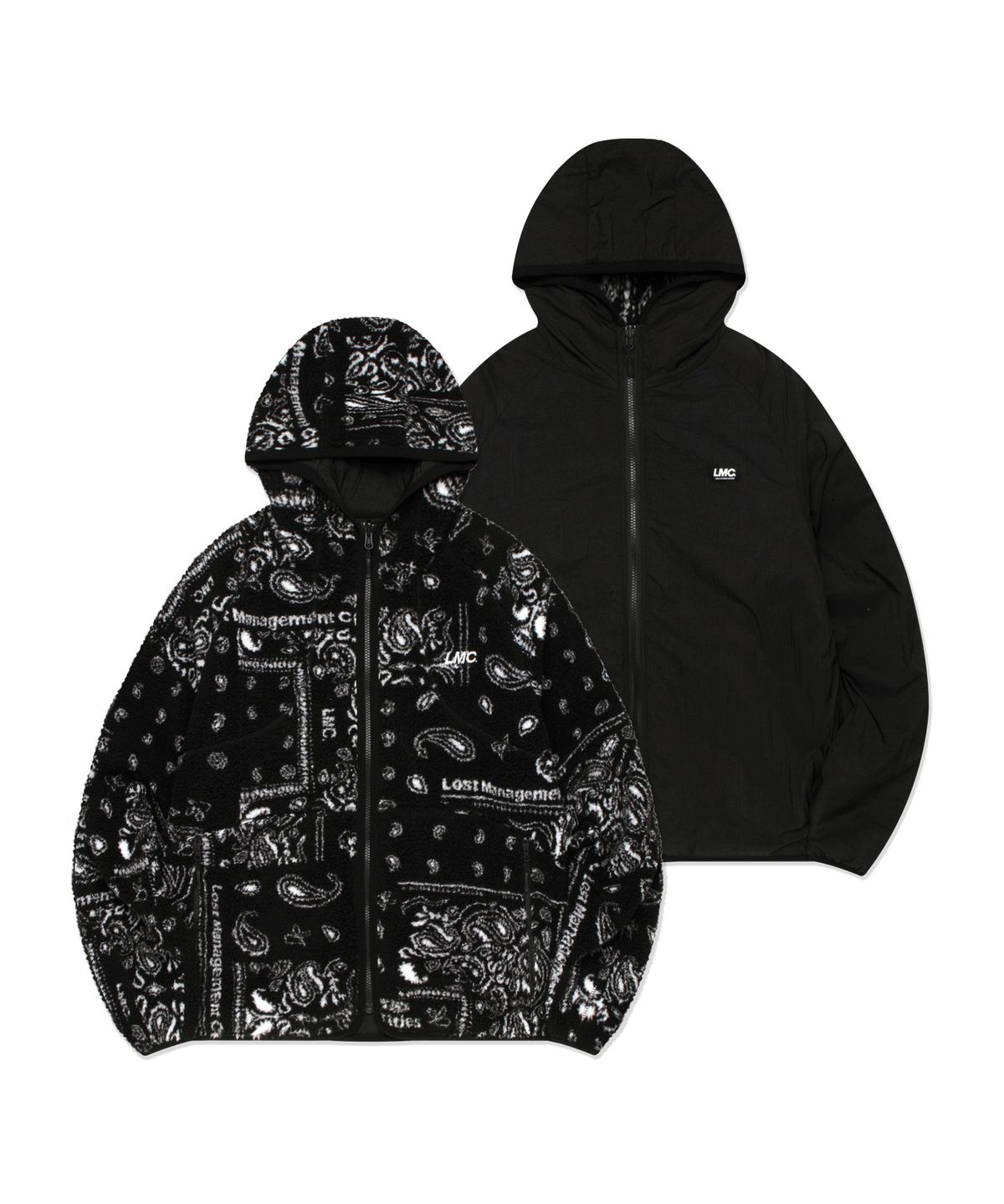 엘엠씨(LMC) ITALIC JQD BOA FLEECE RVSB HOODED JACKET black