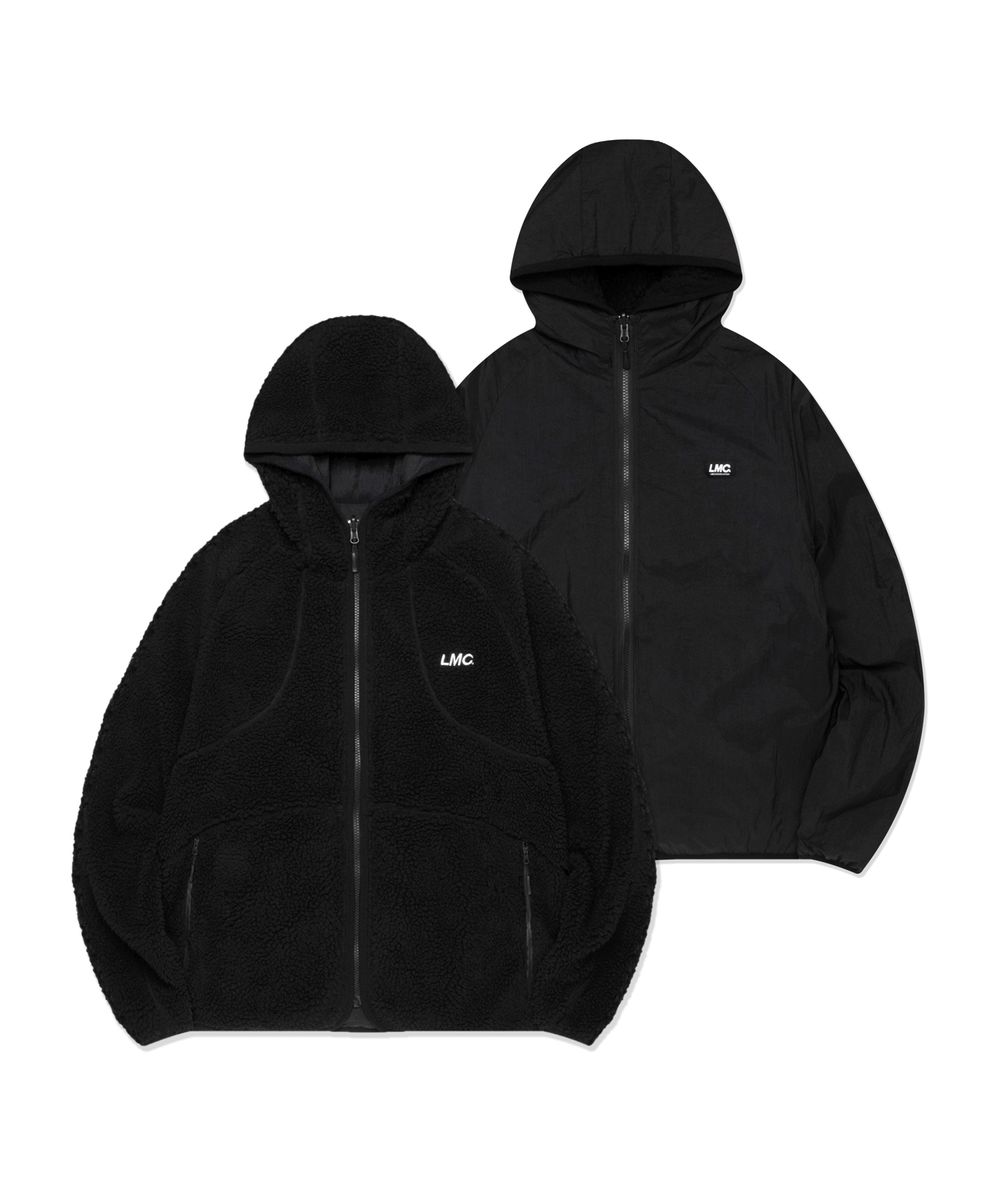 ITALIC BOA FLEECE RVSB HOODED JACKET black