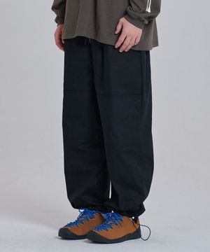 코튼립 더블니 와이드팬츠 (블랙)