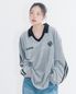 OVERSIZE VELOUR V-NECK L/S TEE(GREY)