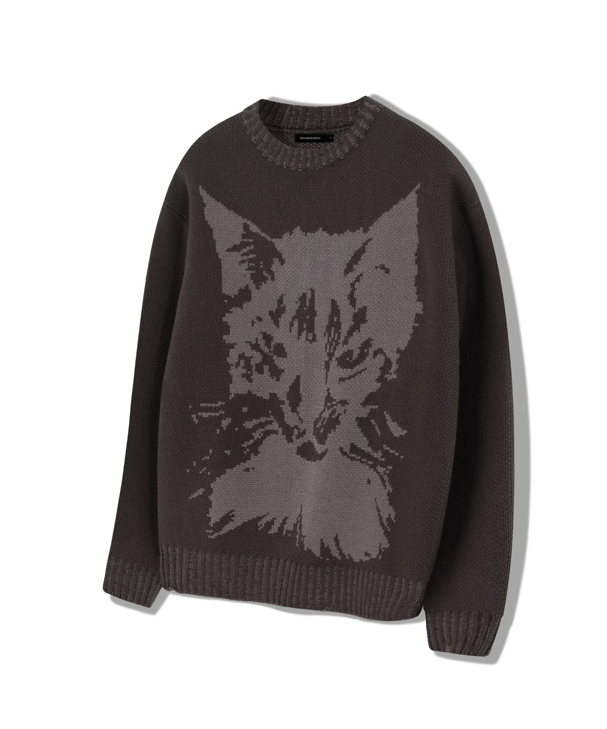 이우가마카라스(IUGAMAKARAS) Cat Graphic Distressed Knit (Charcoal)