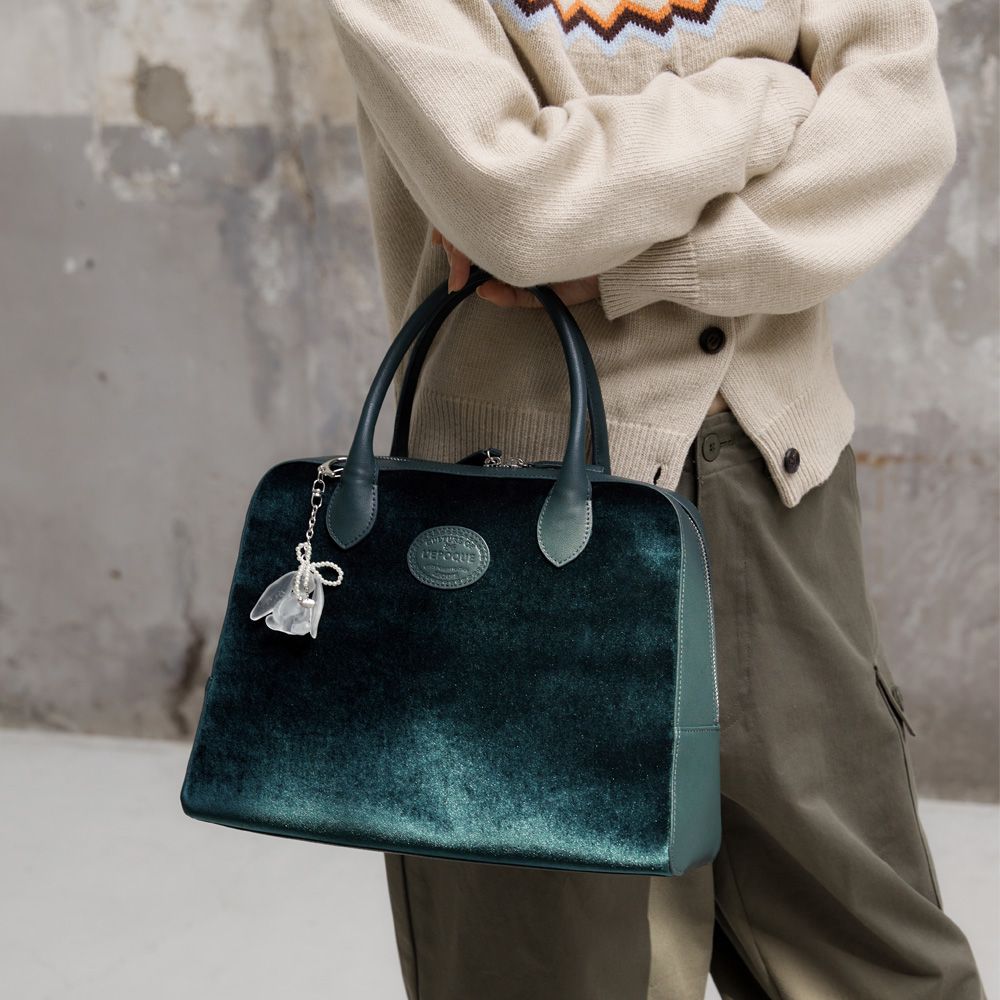 MUSINSA | LE ABONNE VELVET TOTE MARION BAG_DARK GREEN