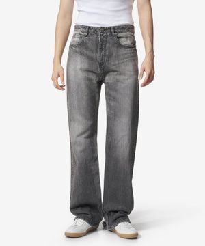 스트레이트 5 포켓 워시드 데님 팬츠 - 블랙 / 751110TBP473340