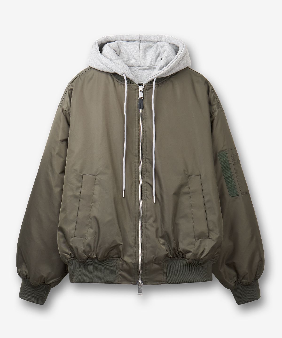 MUSINSA | DANDEL Layered padded hood MA-1 jacket-khaki
