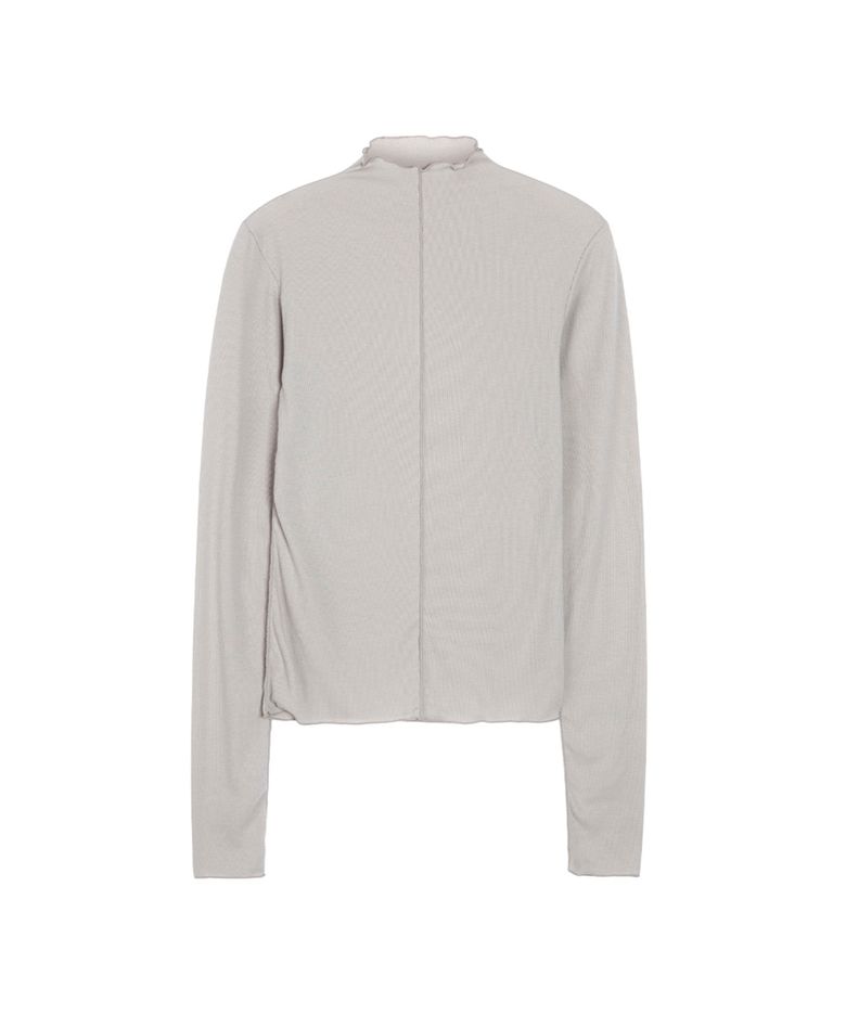 HALF NECK RIBBED TOP - BEIGE