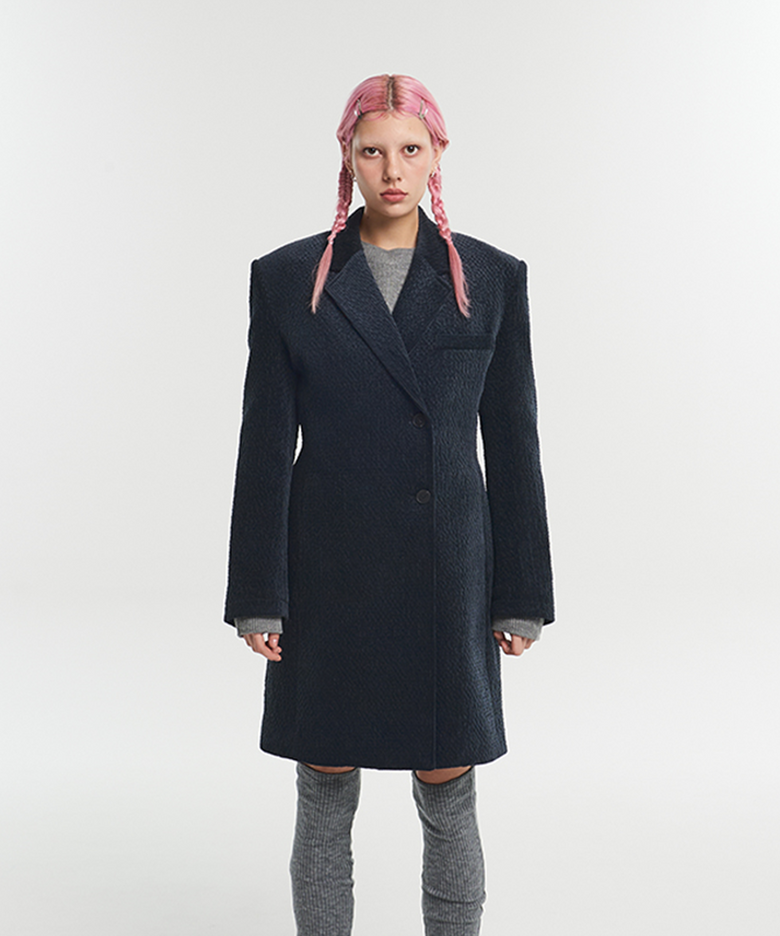 LOGO CORDUROY COAT - NAVY